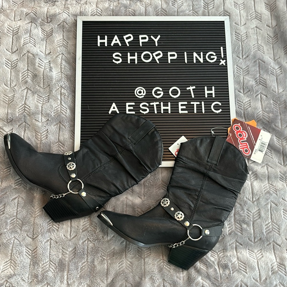 BRAND NEW Vintage Black Motorcycle Boots